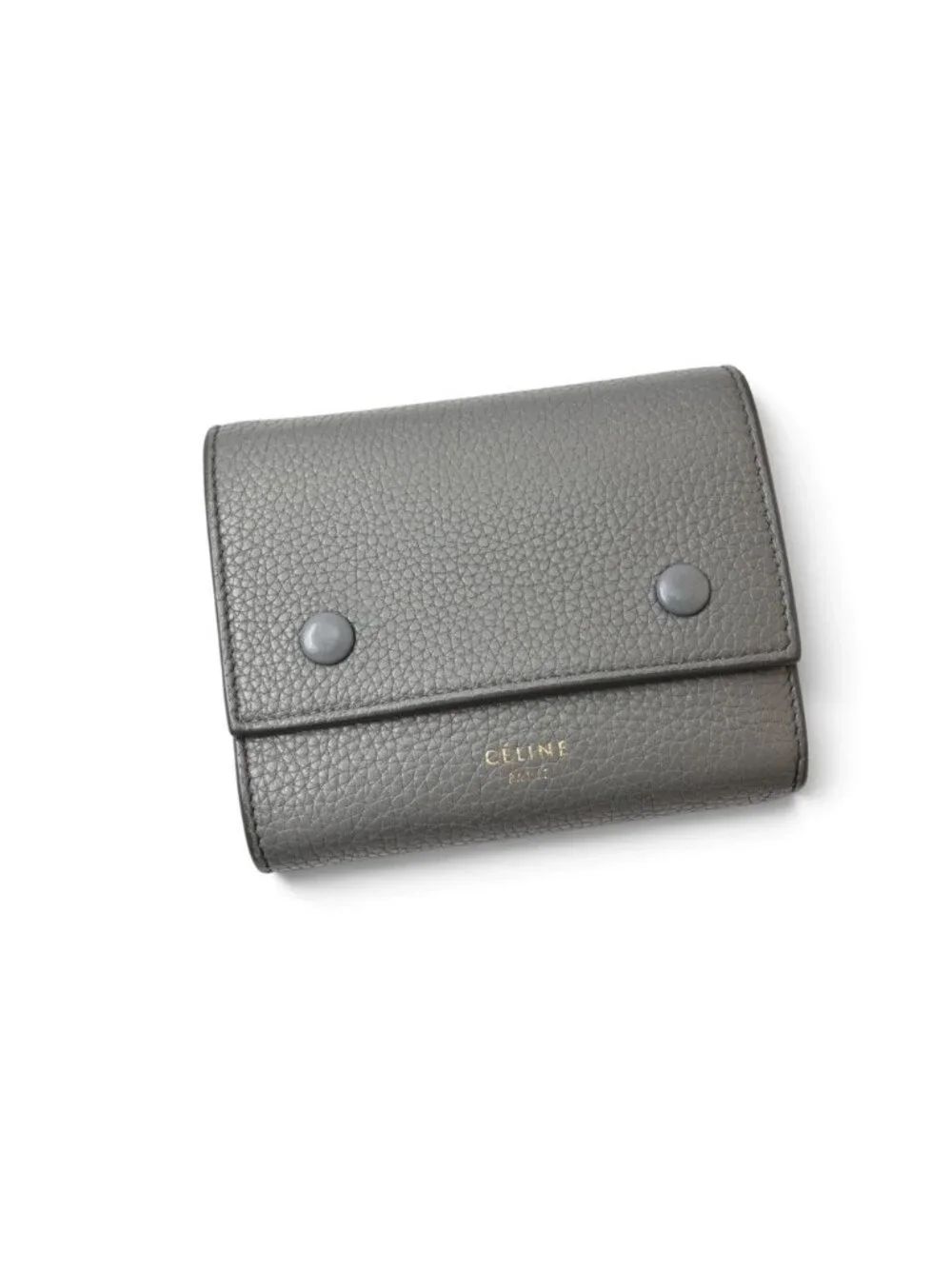 Celine Wallet Mini Small Folded Multi Function Trifold Gray Light Blue Leather